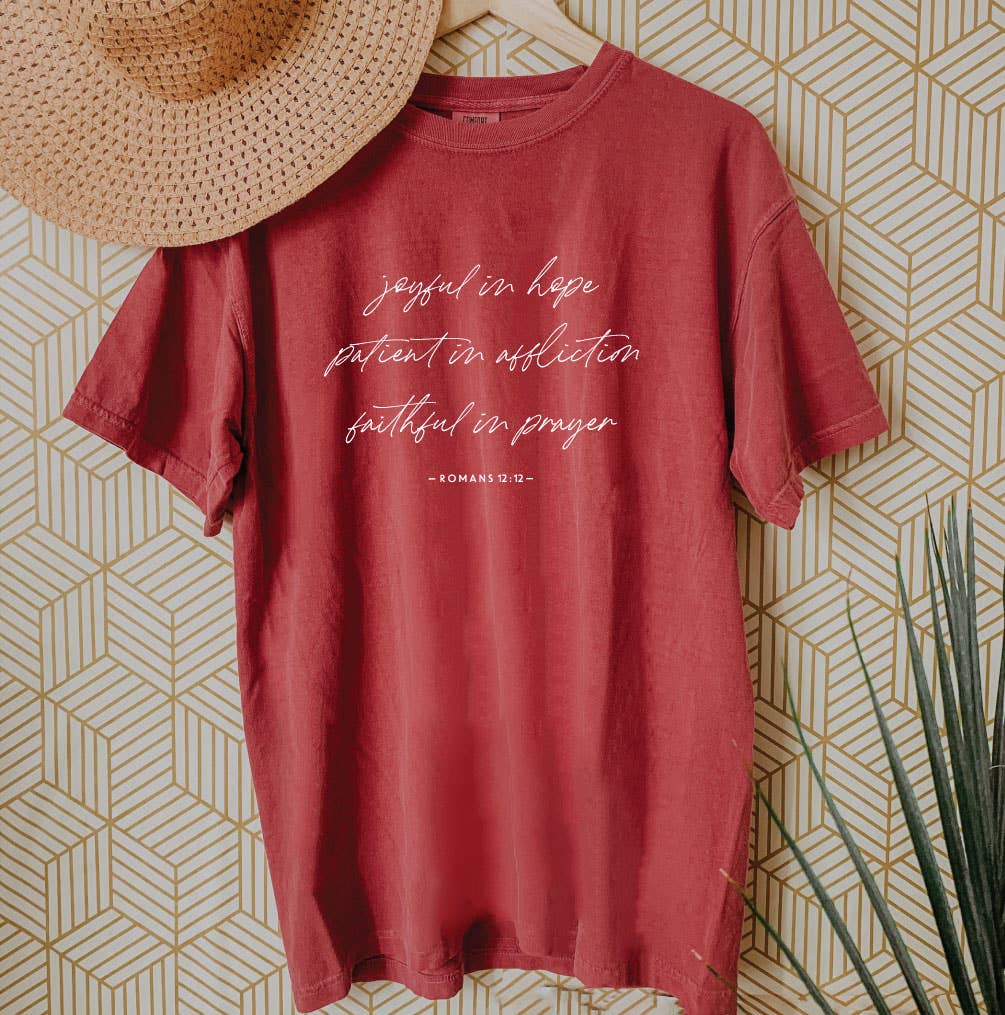 Be Joyful Patient Faithful In Prayer Women T shirt