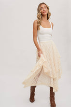 Load image into Gallery viewer, Boho LACE TIER MIDI SKIRT
