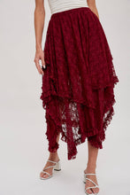 Load image into Gallery viewer, Boho LACE TIER MIDI SKIRT
