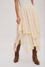 Load image into Gallery viewer, Boho LACE TIER MIDI SKIRT
