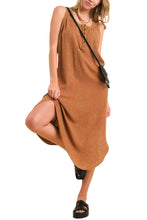 Load image into Gallery viewer, Mineral Wash Linen Boho Midi Dress
