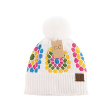 Load image into Gallery viewer, C.C Beanie - Flower Pattern Pom C.C Beanie HAT7396: Black
