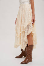 Load image into Gallery viewer, Boho LACE TIER MIDI SKIRT
