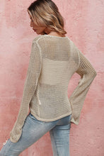 Load image into Gallery viewer, Little Daisy Closet - Khaki Hollow-out Knit Long Sleeve Top: M / AS SHOWN / CASUAL
