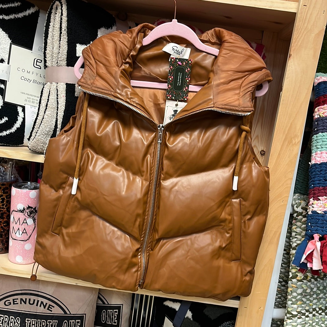 Rich Camel Puffer Vest- Easel