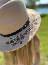 Load image into Gallery viewer, Hand Burnt |Fedora Hat|Cowgirl Hat|Floral Design
