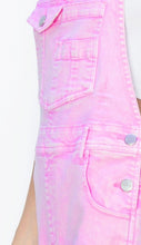 Load image into Gallery viewer, RISEN Distressed Overalls in PINK
