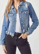 Load image into Gallery viewer, RISEN Distressed Jean Jacket
