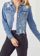 Load image into Gallery viewer, RISEN Distressed Jean Jacket
