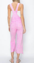 Load image into Gallery viewer, RISEN Distressed Overalls in PINK
