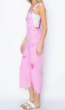 Load image into Gallery viewer, RISEN Distressed Overalls in PINK
