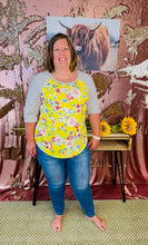 Load image into Gallery viewer, Chris &amp; Carol Apparel - Striped and Floral Baseball Tee - Plus Size
