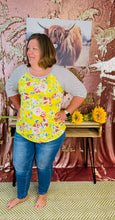 Load image into Gallery viewer, Chris &amp; Carol Apparel - Striped and Floral Baseball Tee - Plus Size
