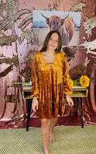 Load image into Gallery viewer, Copper Velvet Back Tie Dress
