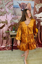 Load image into Gallery viewer, Copper Velvet Back Tie Dress
