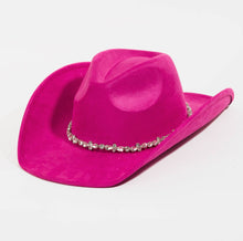 Load image into Gallery viewer, Rhinestone Cowgirl Hat Fuchsia
