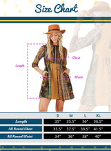 Load image into Gallery viewer, Young Threads - Rustic Bohemian: Fit and Flare Patchwork Mini Dress- New: CAMEL / REGULAR (S-M-L-XL-1-2-2-1)
