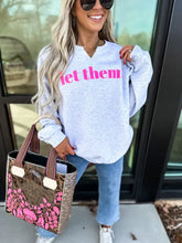 Load image into Gallery viewer, Bird &amp; Co Wholesale Tees - Let Them Ash Gray Split Neck Graphic Crewneck
: Medium
