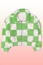 Load image into Gallery viewer, Miss Sparkling - Fuzzy checkered zip front jacket: Pink multi / S
