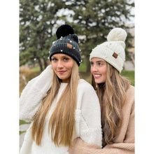 Load image into Gallery viewer, C.C Beanie - Pearl Embellished Faux Fur Pom C.C Beanie HAT4008: Camel
