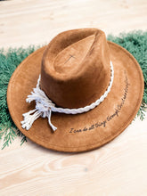 Load image into Gallery viewer, Wild Indigo - Burnt Hat  I Can Do All Things  Western Hat Cross: Tan
