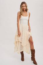 Load image into Gallery viewer, Boho LACE TIER MIDI SKIRT
