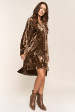 Load image into Gallery viewer, Crushed Velvet Button Down Dress
