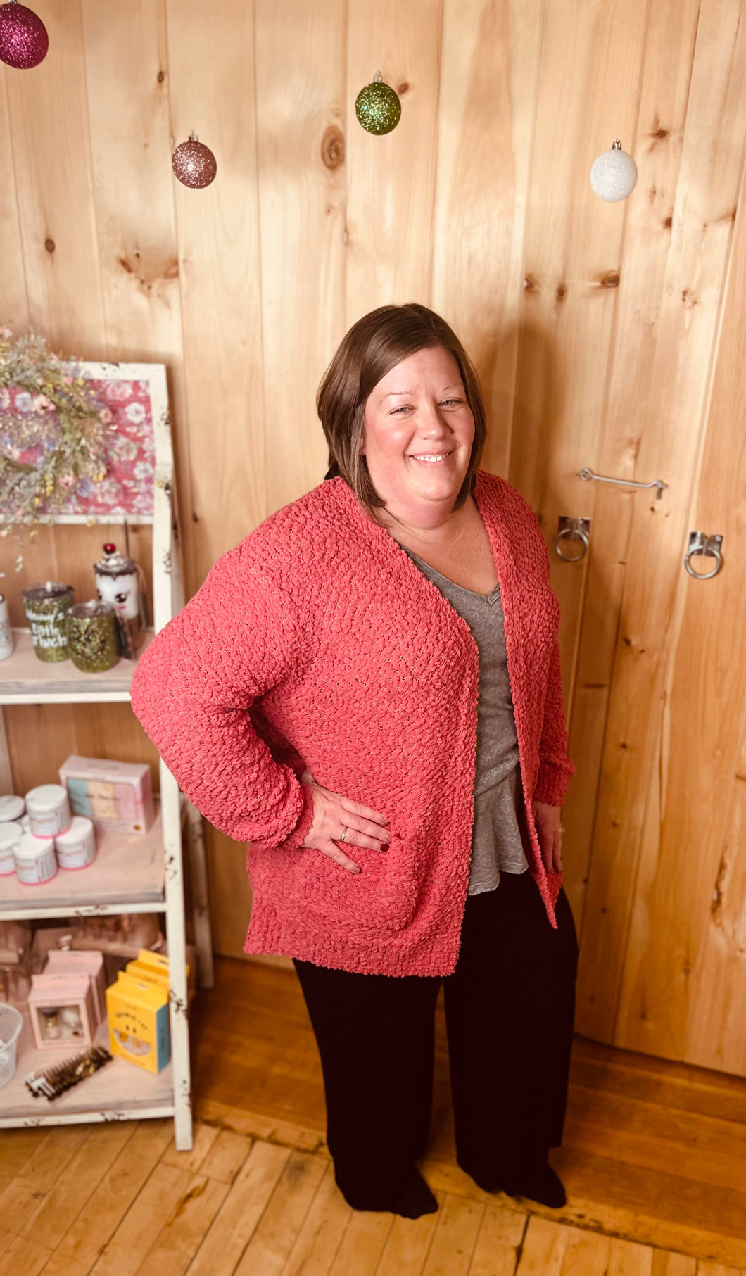 Rose Pink Popcorn Cardi