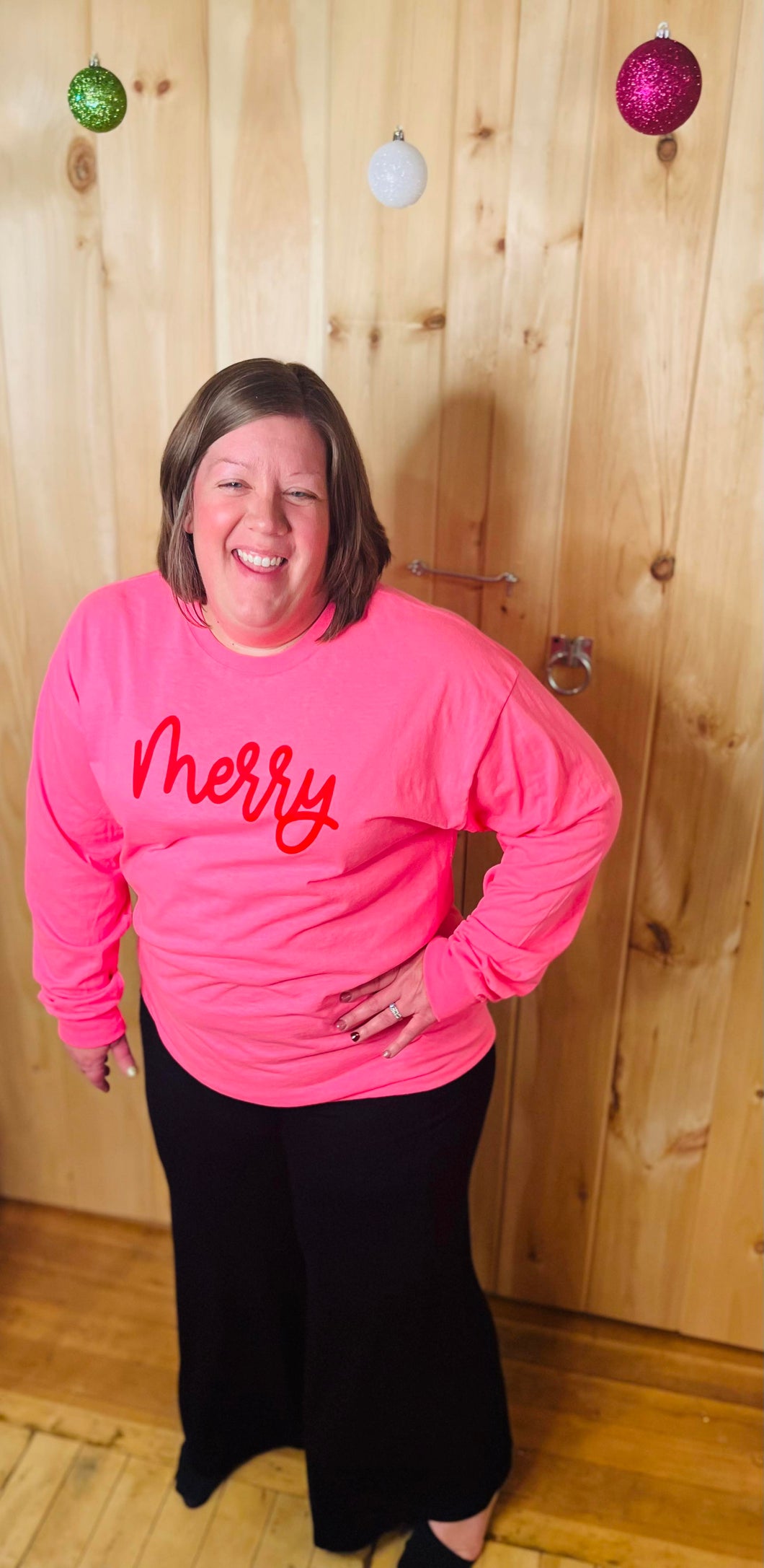 Long Sleeve Neon PINK MERRY T