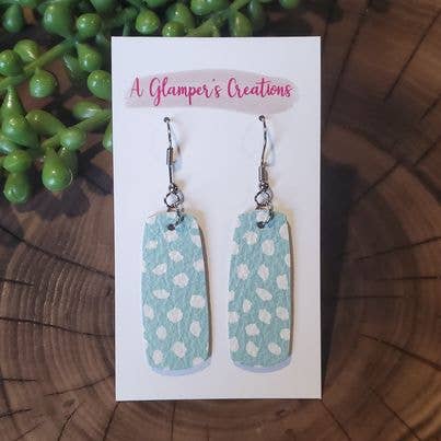 A Glamper's Creations LLC - Spring Polka Dots Mini Bar Leather Earrings