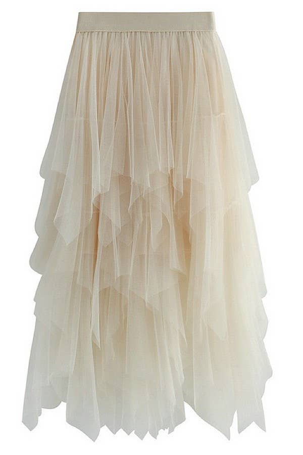 Western Mesh Cream Skirt