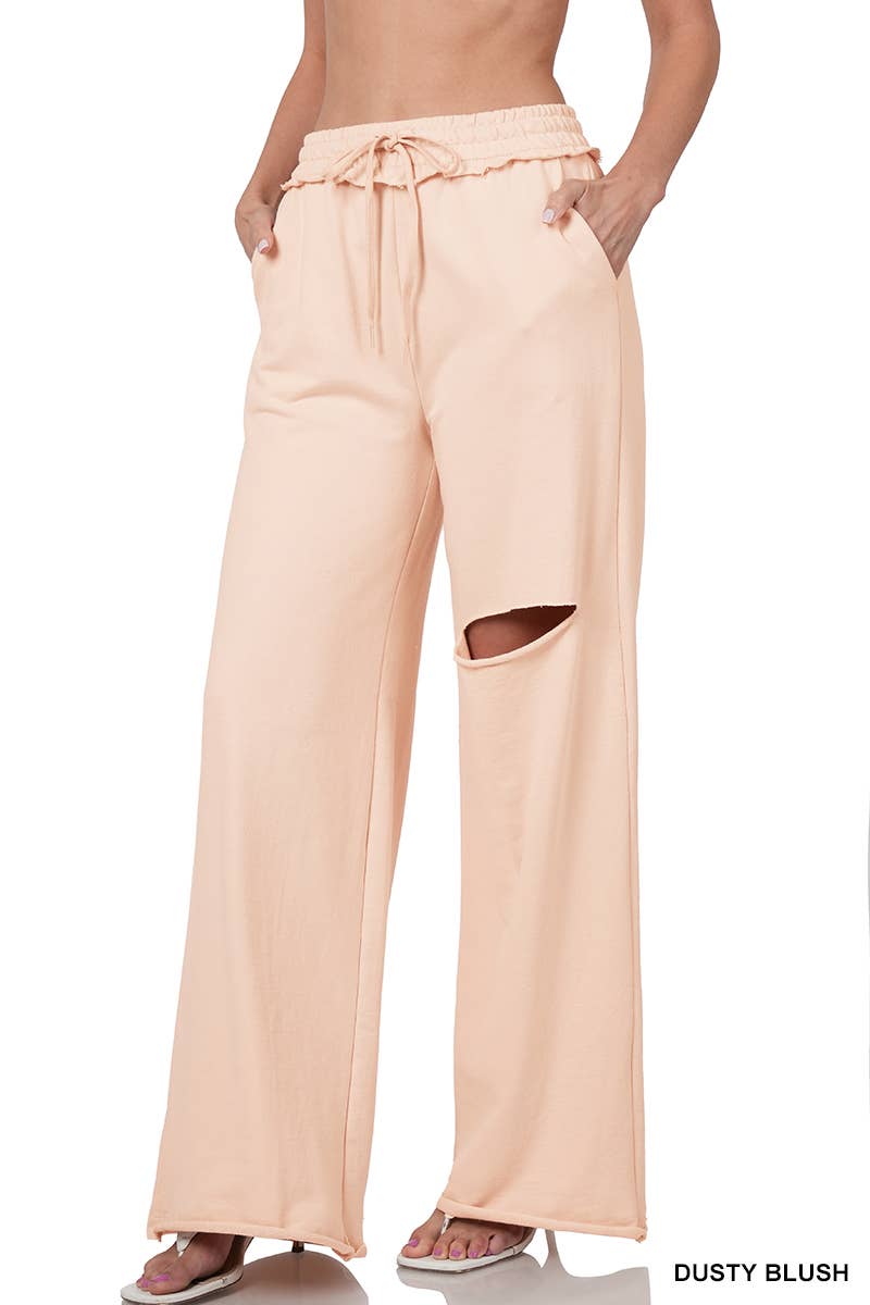 Vintage Blush FRENCH TERRY LASER CUT PANTS