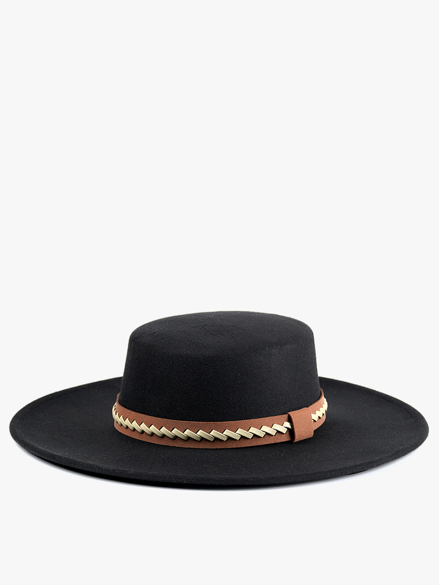 Jen & Co. - HAT2192 Jordan Two-Tone Trim Wide Brim Fedora