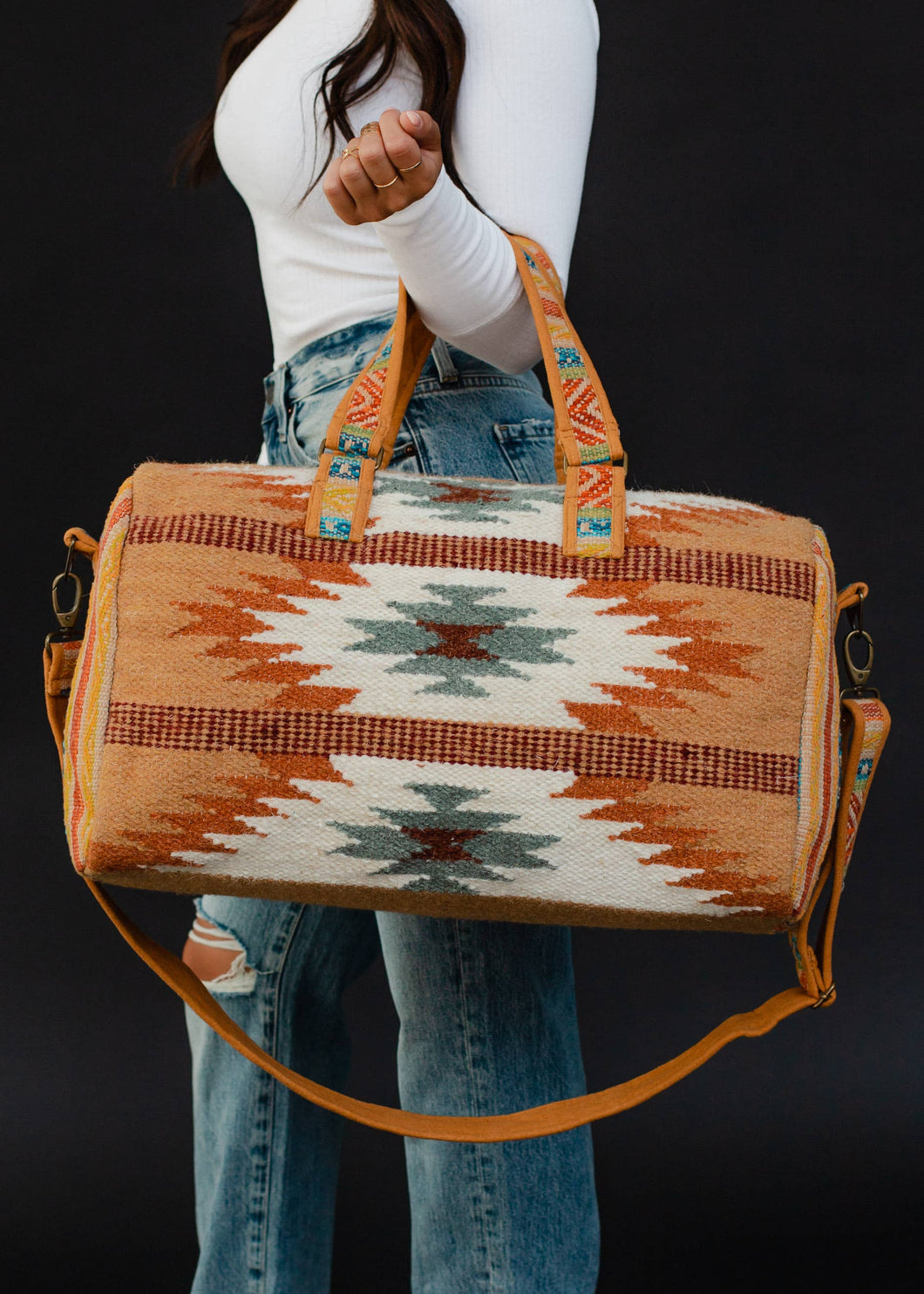 Brown, Rust & Teal Aztec Duffel  Panache Apparel Co. -