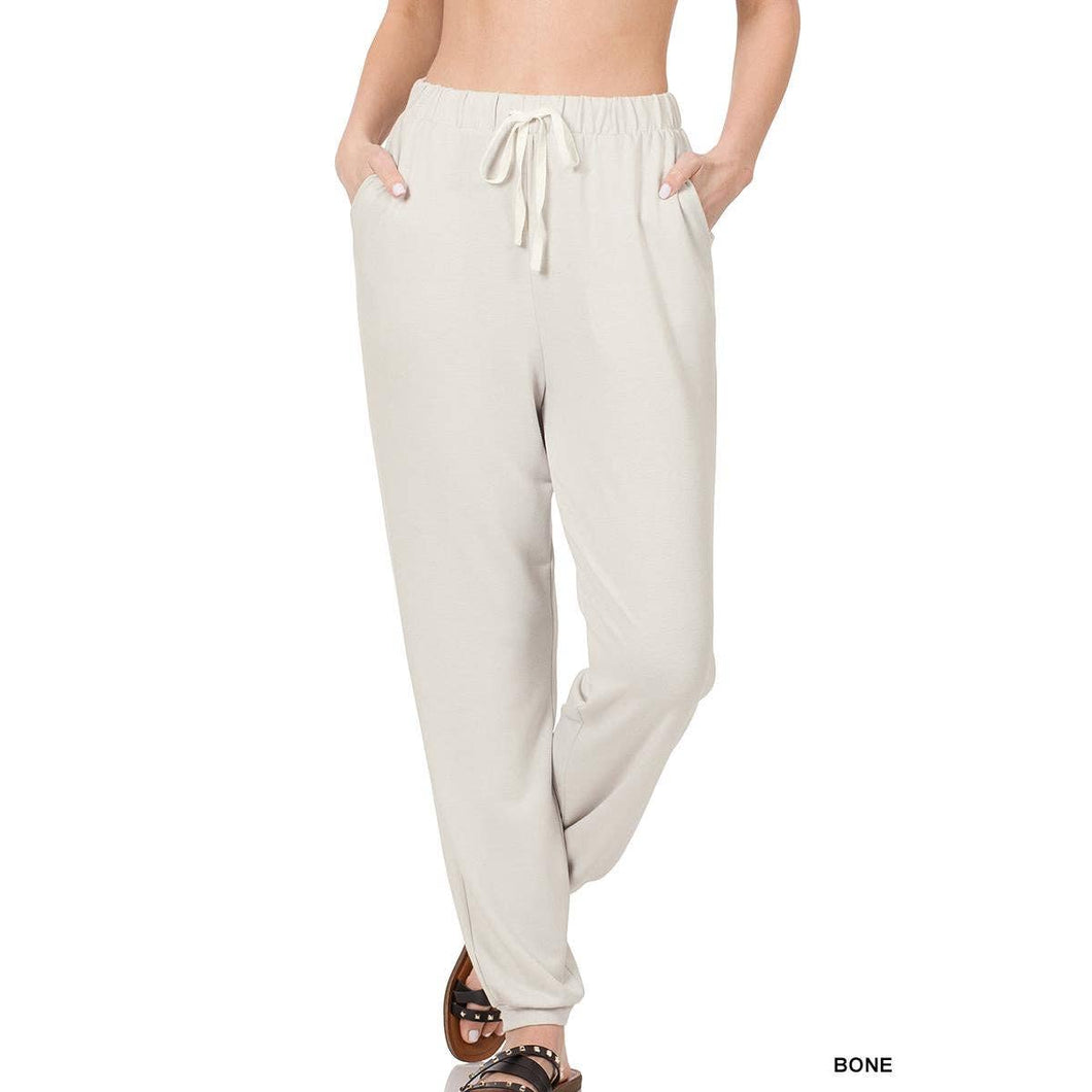 SOFT FRENCH TERRY DRAWSTRING WAIST JOGGER PANTS