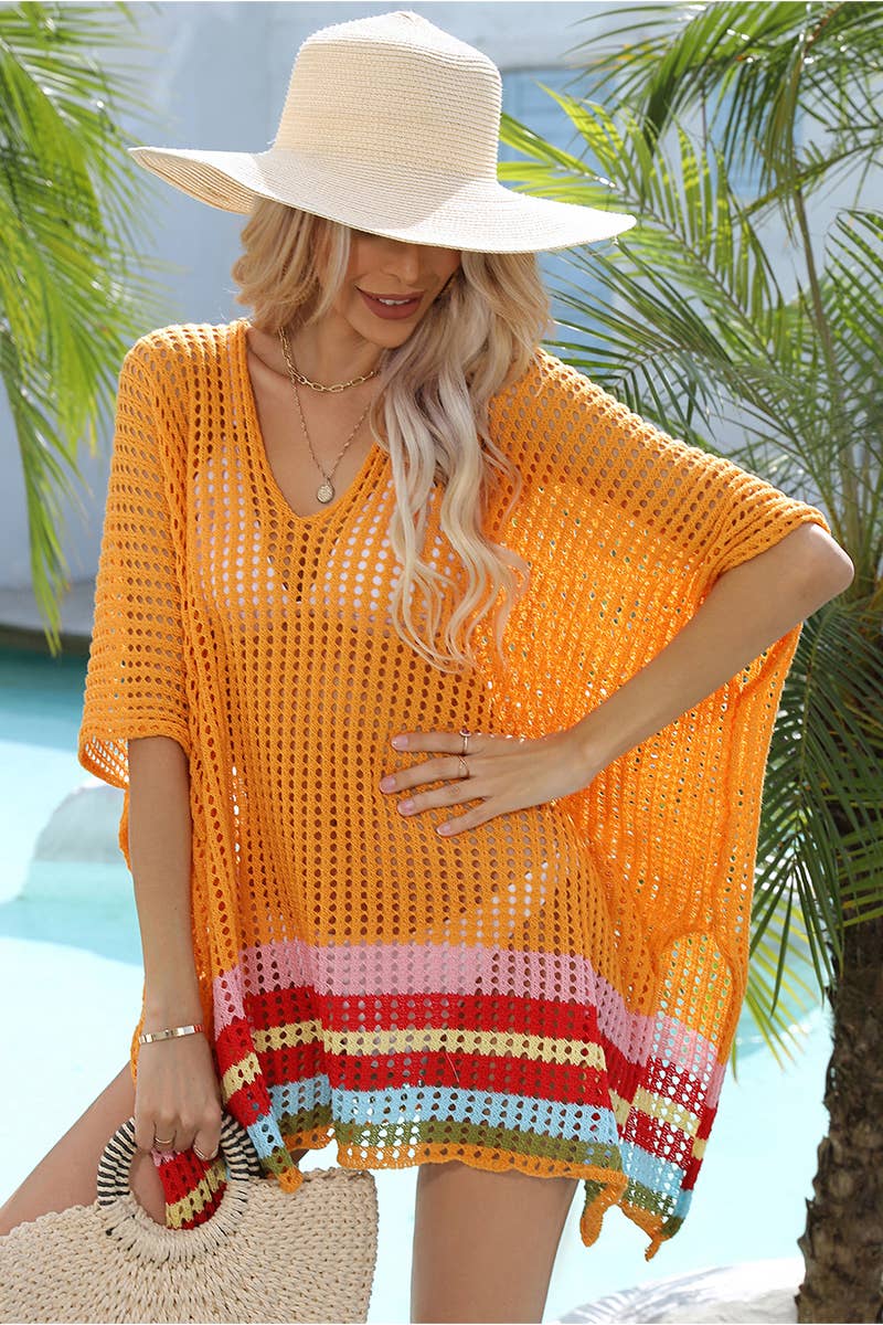 HOLLOW KNITTED SWIM POOL COVER UP