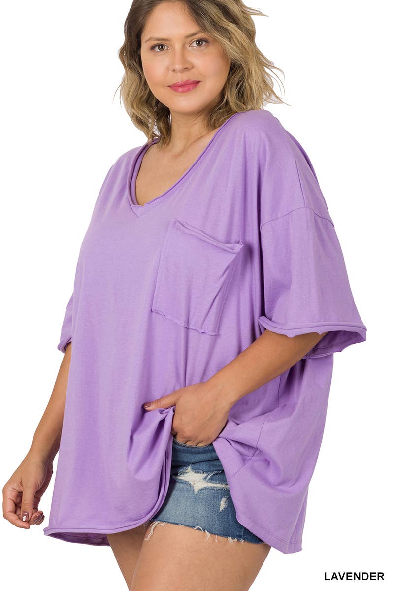 Curvy Lavender Raw Edge T