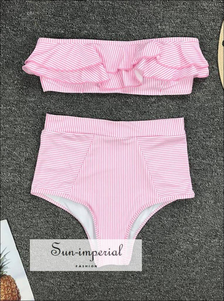 Sun Imperial - 2 Piece Swimsuit Heart Print Bikini High Waisted Tie front