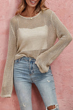 Load image into Gallery viewer, Little Daisy Closet - Khaki Hollow-out Knit Long Sleeve Top: M / AS SHOWN / CASUAL
