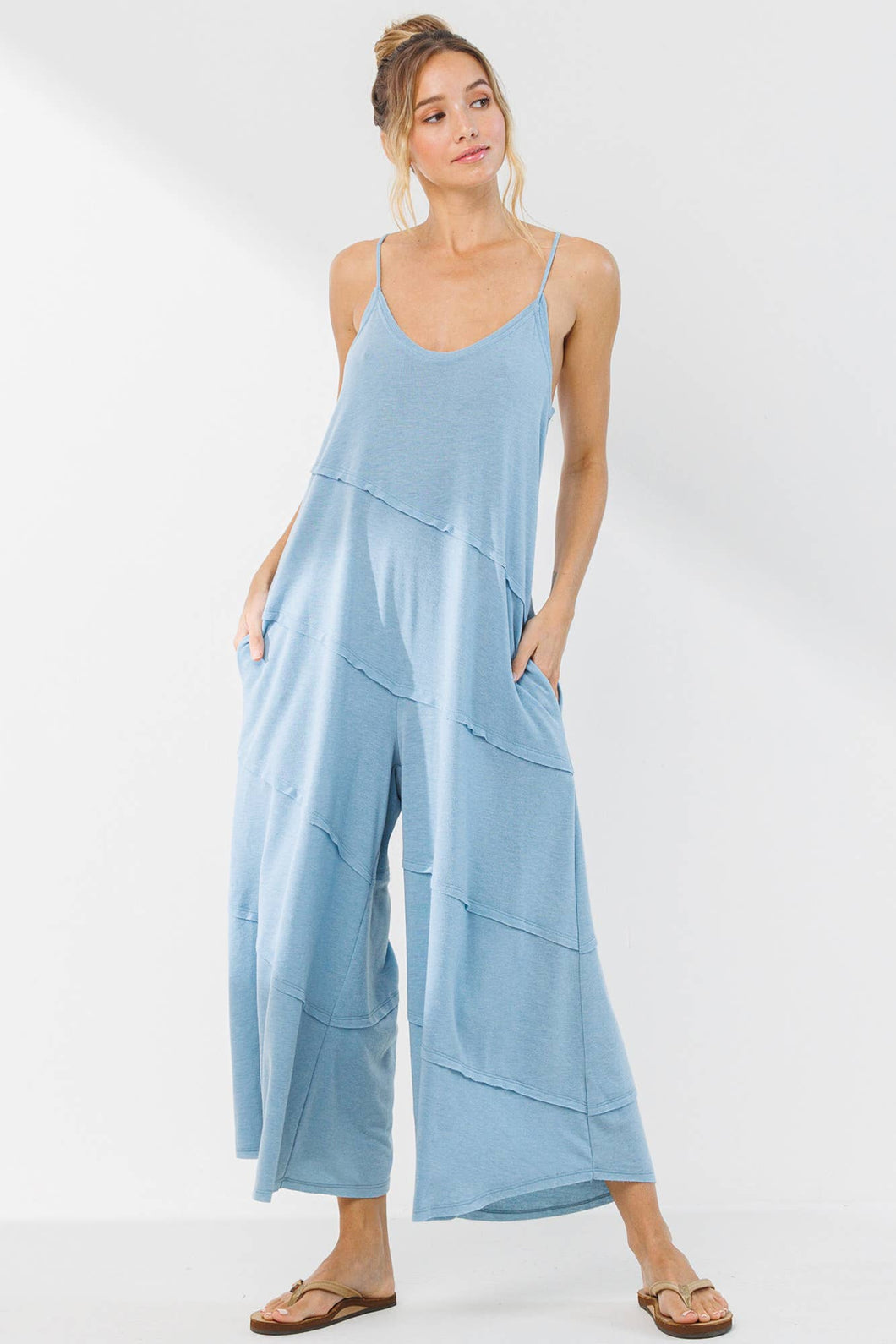 Blue Cloud Wide Leg Romper