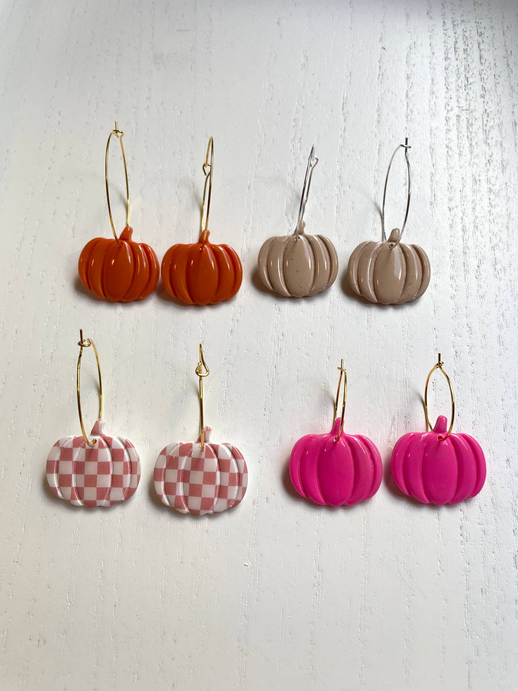 Pumpkin Hoop Dangle Clay Earrings