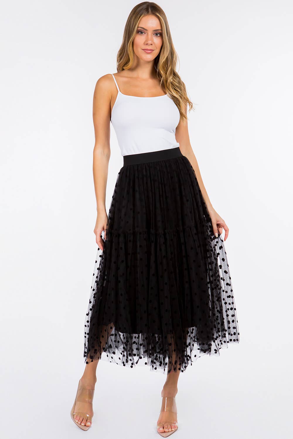 Taba - Tiered Polkadot Tulle Skirt