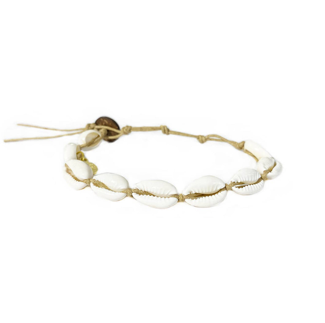 Lotus and Luna - Cowry Shell Bracelet (Brown)