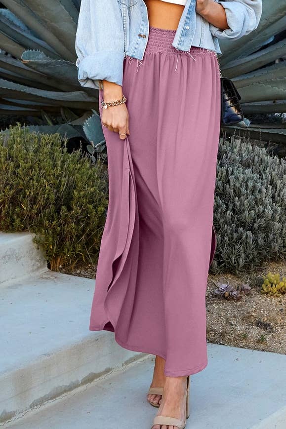 Mauve Smocked Maxi Skirt