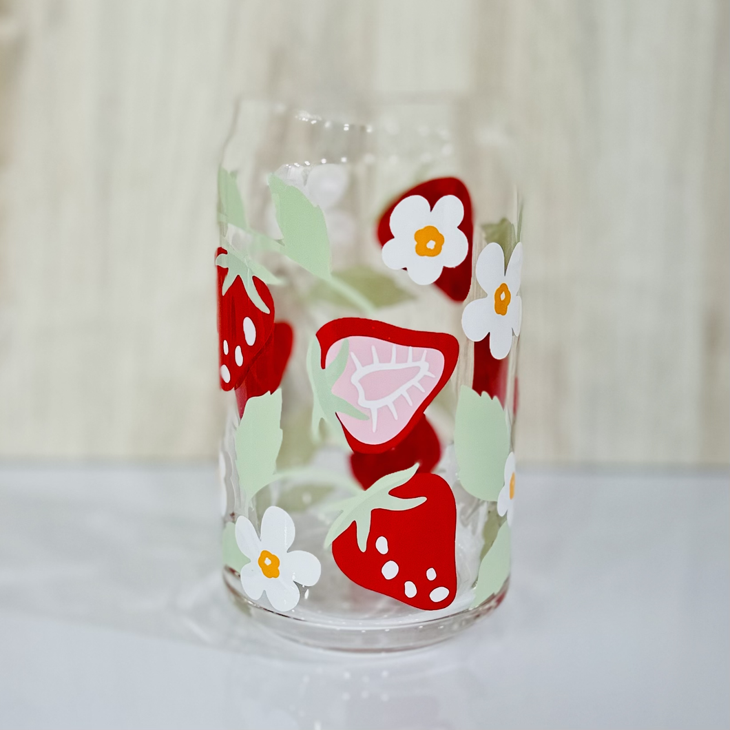 Charlotte Nadine Creations - Strawberry Fields Can Glass Cup