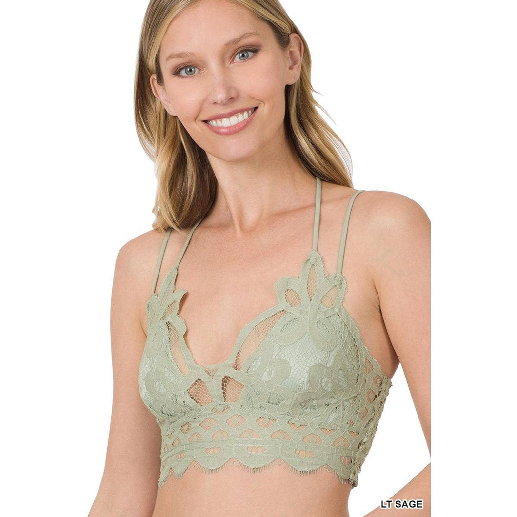 Color Alien - GREEN—CROCHET LACE BRALETTE WITH BRA PADS