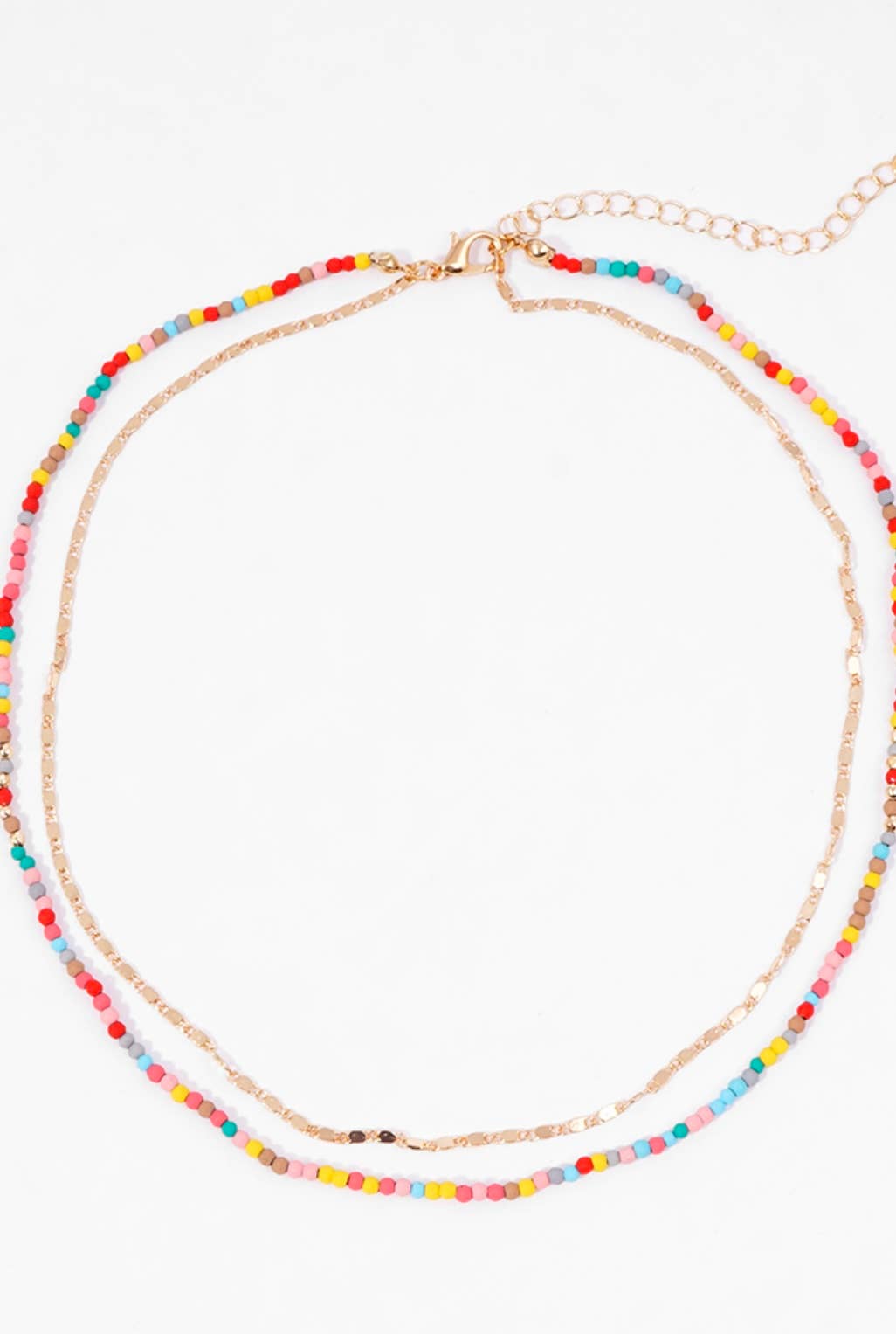 Colored bead & Dainty chain layered necklace