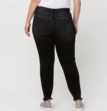 Load image into Gallery viewer, VERVET by Flying Monkey - PLUS HIGH RISE BUTTON FLY DISTRESSED CROP SKINNY_V2125SHC-P
