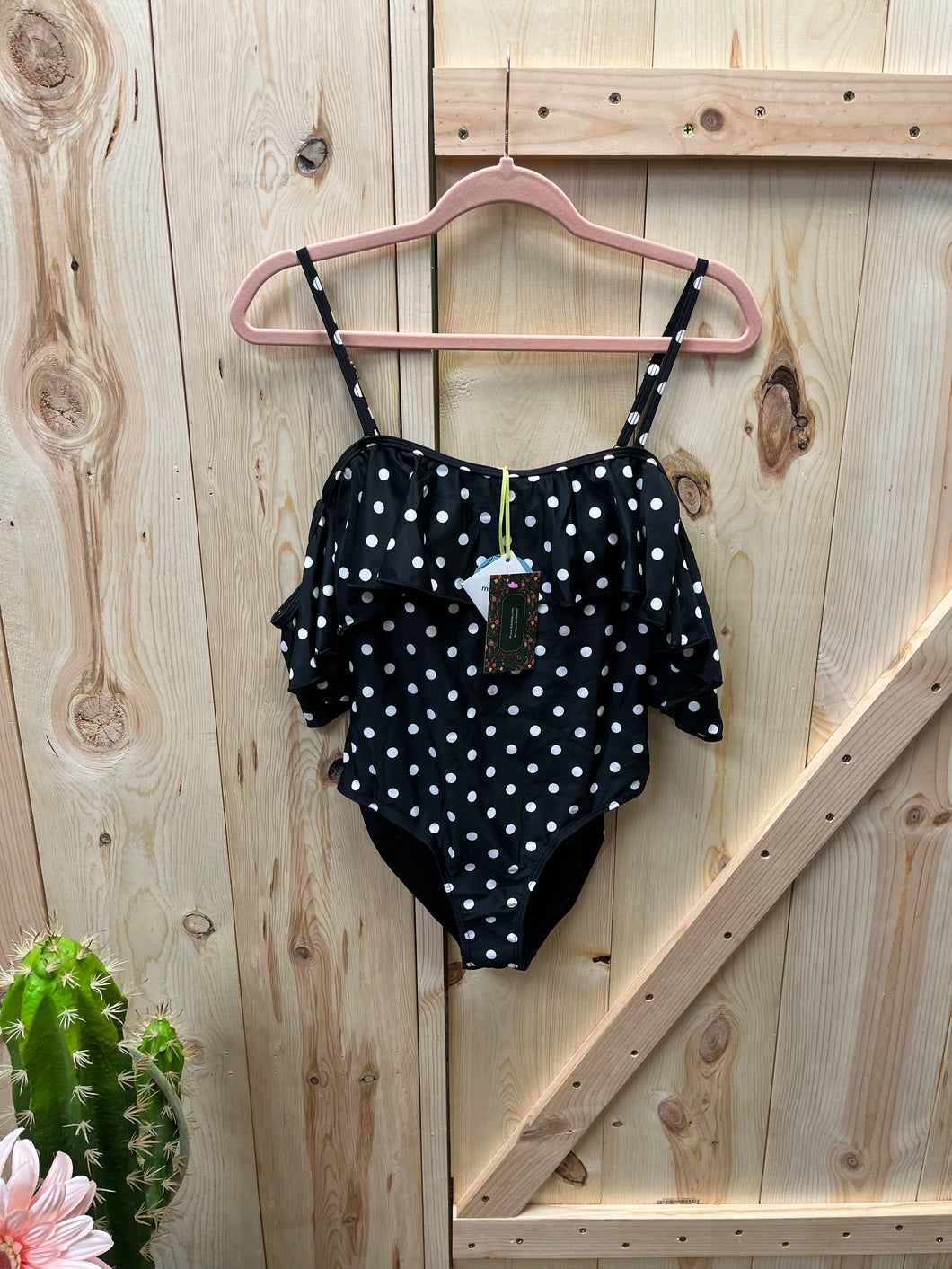 Black with White Polka Dot One Piece