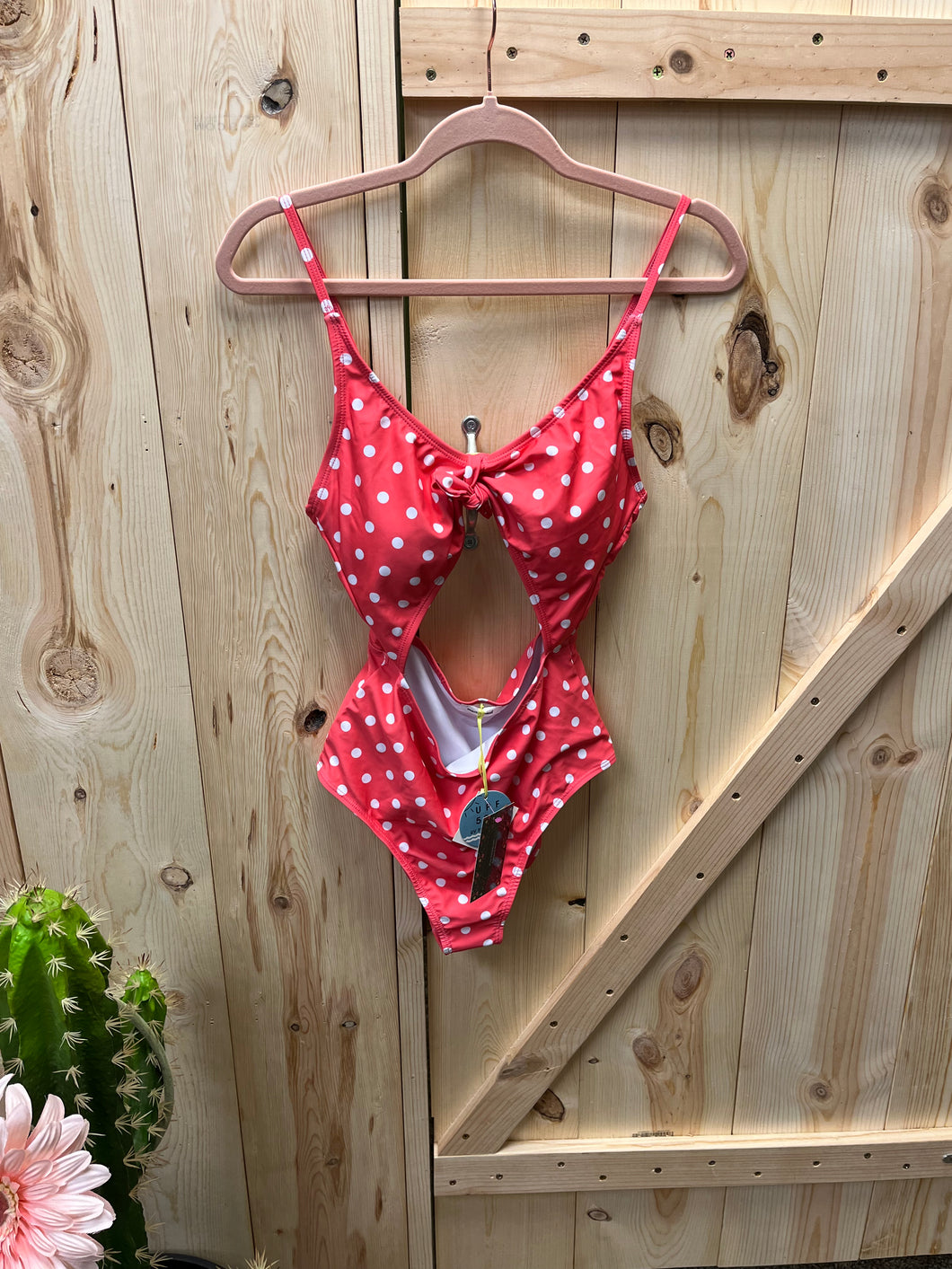 Watermelon Pink Polka Dot Swimsuit